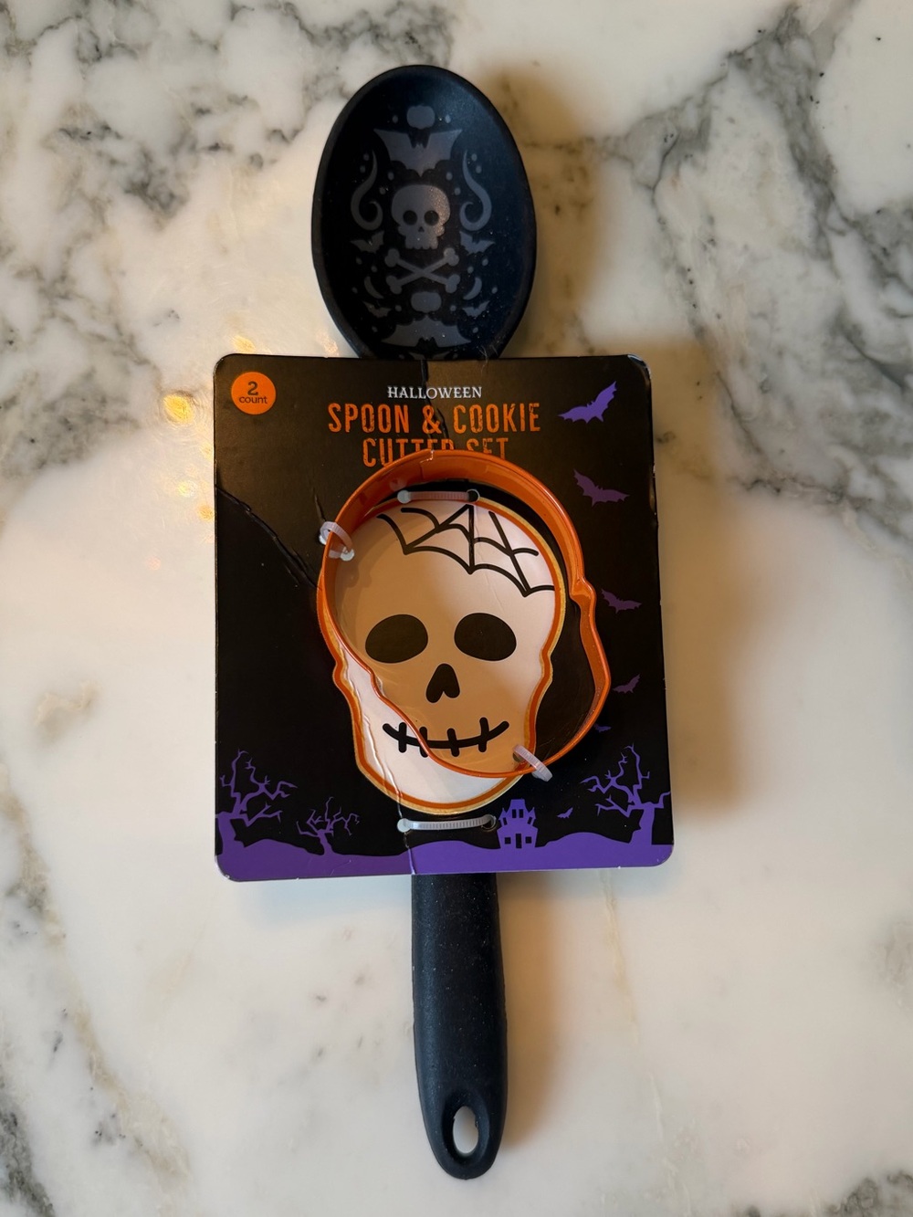 NWT Meijer Halloween Skull Spoon & Cookie Cutter Set 2 Pc Spooky Kitchen